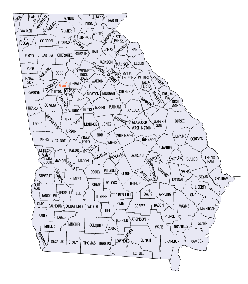Georgia county map