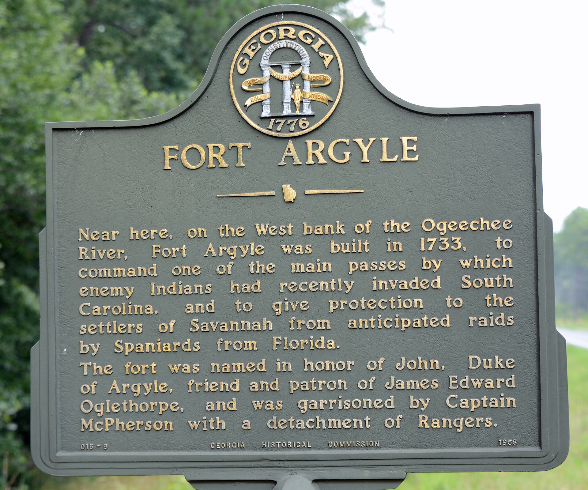 Fort Argyle historical marker